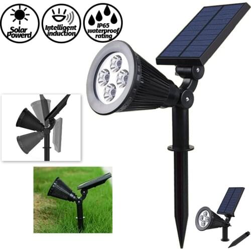 LED Solar Powered Lawn Light Spotlight IP65 Waterproof Adjustable Control Inserting In-Ground Outdoor Landscape Wall Garden Lamp