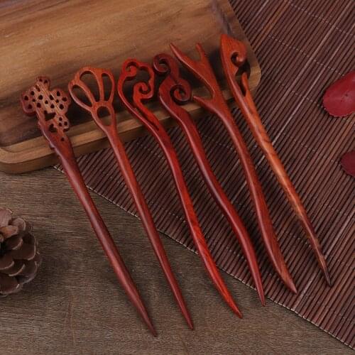 Vintage Wood Carved Hairpin Vintage Handmade Chopstick Hair Stick For Women Hair Accessories Retro Style Hair Styling Tools
