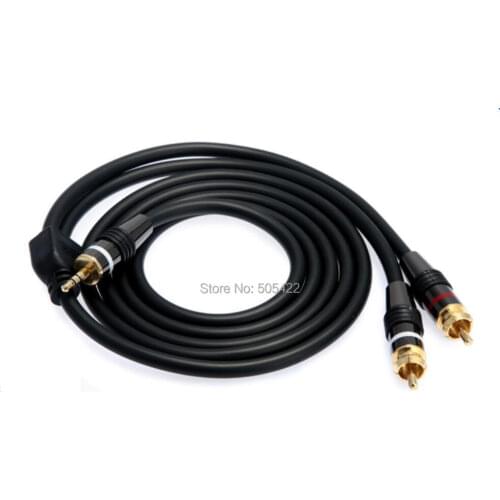 High Quality 5Ft 1.5m Mini AV 3.5mm 4 pole plug to 2 RCA AUX male Composite video OFC cable
