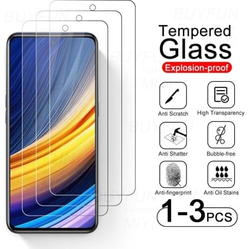 1-3PCS Tempered Glass for Xiaomi Pocco Poko Poco X3 NFC M3 F2 Pro F1 F3 GT 5G Little X F M 3 Armor Safety Screen Protector Film