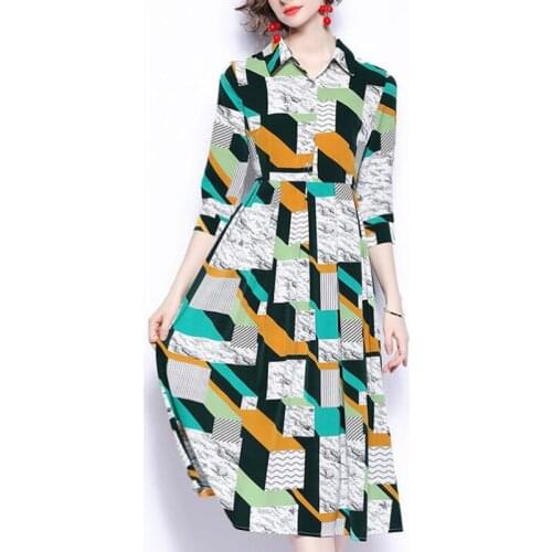 ZAWFL 2021 Vintage Printed Runway Dress Women High Quality Fashion Designer Dresses Summer Half Sleeve Dress Robe Femme