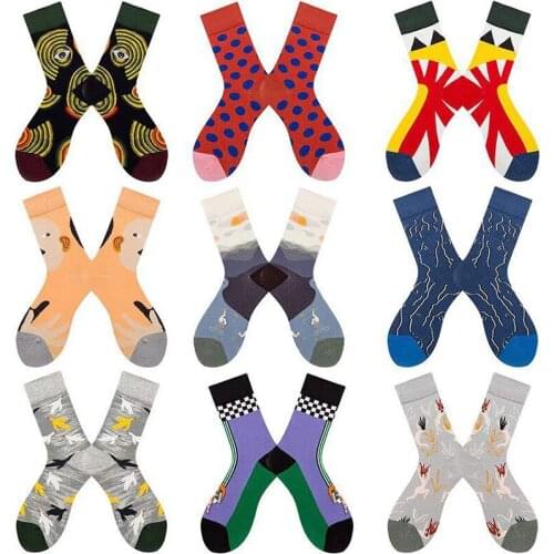 Womens Long Socks Fashion Design Colorful Pattern Autumn Winter High Sock Funny Man Streetwear Woman Cotton Stocking For Gifts