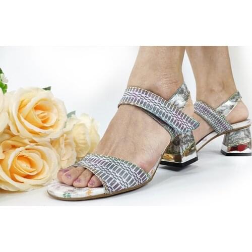 LAURA VITA Sandals Women 2020 Retro Genuine Leather Sandals Mid Heels Shoes HECBINO 01