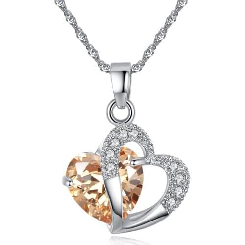 Women Pendant 5 Color Heart-shaped AAA + Zircon Pendant Necklace Girlfriend Personality Pendant Jewelry Girlfriend Birthday Gift