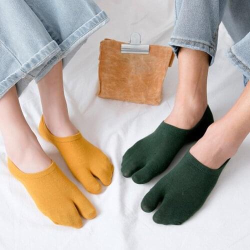 1 Pair Men Women Solid Color No Show Split Toe Non-slip Elastic Breathable Low Cut Socks носки женские 1 Pair