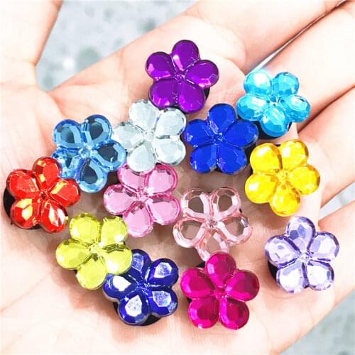 1PCS Croc JIBZ Shoe Charms Crystal Flower Button Shoes Decorations Garden Shoes Charm Accessories for Wristbands Kids Party Xmas