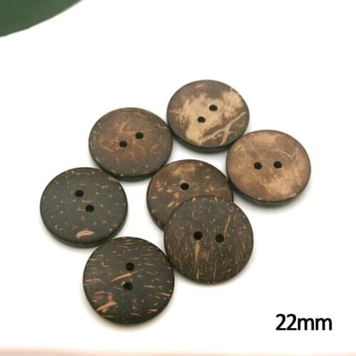 100pcs Wooden Button 22mm 2 hole natural coconut buttons round sewing flatback brown buttons COCO011