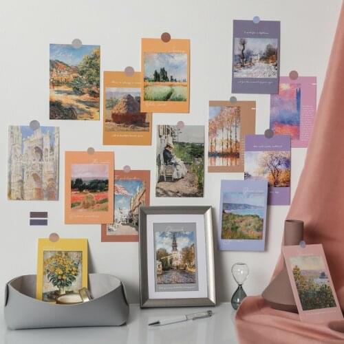 15 Sheets Retro Famous Painting Postcard Ins Nordic Decorative Card Small Poster Diy Creative Ackground Wall Sticker Photo Props