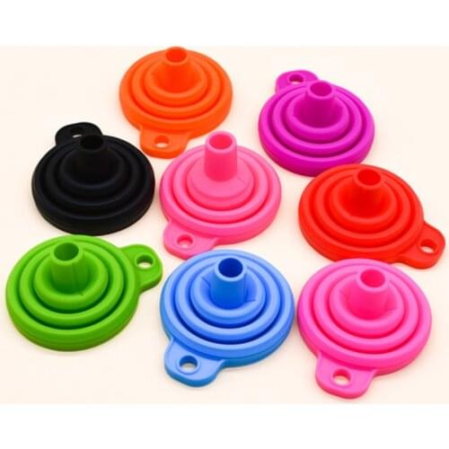 2PCS Silicone Folding Telescopic Long Neck Funnel Creative Household Liquid Dispensing Mini Funnel Kitchen Tools Foldable