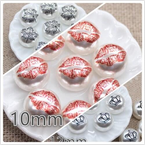 30pcs 10mm red lip/crown/Maple Leaf Buttons Home Garden Crafts Cabochon Scrapbooking DIY Accessories