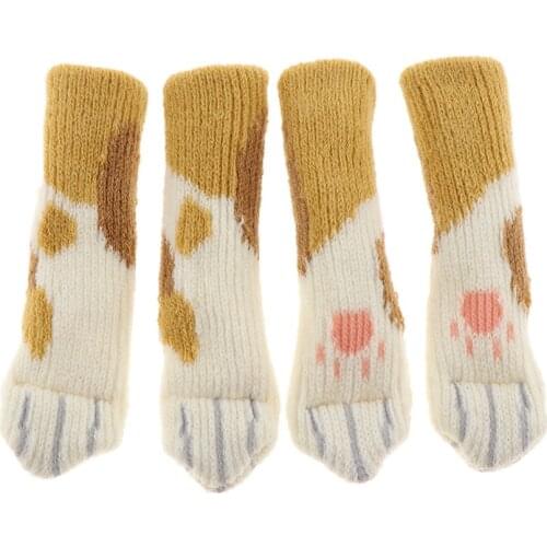 4pcs Furniture Feet Caps Covers Double-layer Knitted Chair Leg Socks Floor Protectors, No Scratched Floors