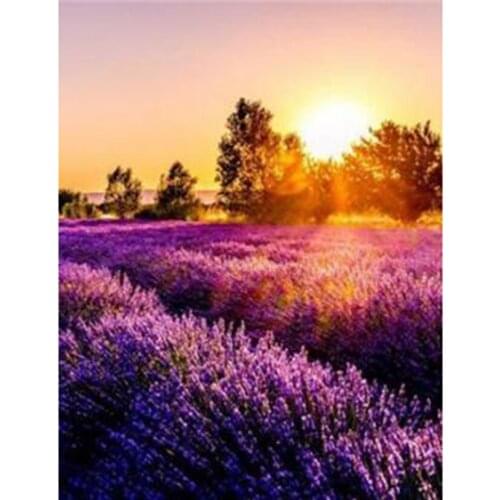 5D DIY Diamond Painting Square Round Diamond Lavender Flower Sea Picture Cross Stitch Embroidery Handmade Gift Home Decor WG2756