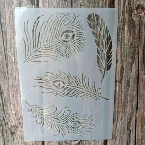 A4 Size DIY Craft Feather Stencil for Painting on Wood,Fabric,Walls Art Scrapbooking Stamping Album Embossing Paper Cards