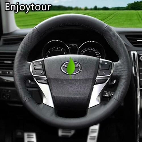 Styling Leather Hand Sewing Car Steering Wheel Cover 38cm 15inch Accessories for Toyota mark x 2010 2011 2012 2013 2014 2018