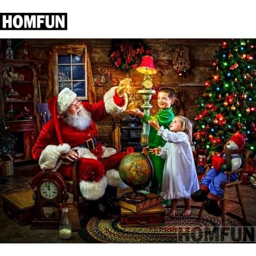 HOMFUN 5D Diamond Painting Full Drill Diamond Embroidery "Christmas Santa Claus"Picture Of Rhinestone Handmade Home Decor A00882