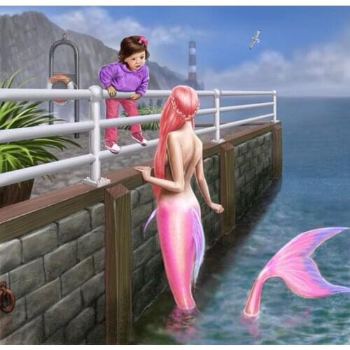 DIY Diamond Painting Full Square Drill Mosaic Sticker Decor Beauty fish Painting Cross Stitch 5d Diamond Embroidery Kids Gift