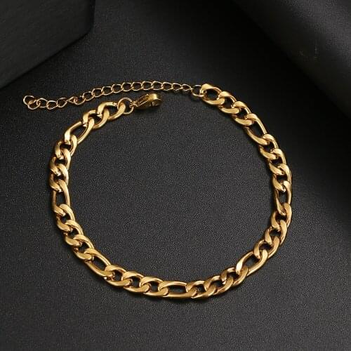 Classic Stainless Steel Chain Men Bracelets Trendy Temperament Width 5/6 Mm Chain Bracelet For Men Jewelry Gifts Friends Party