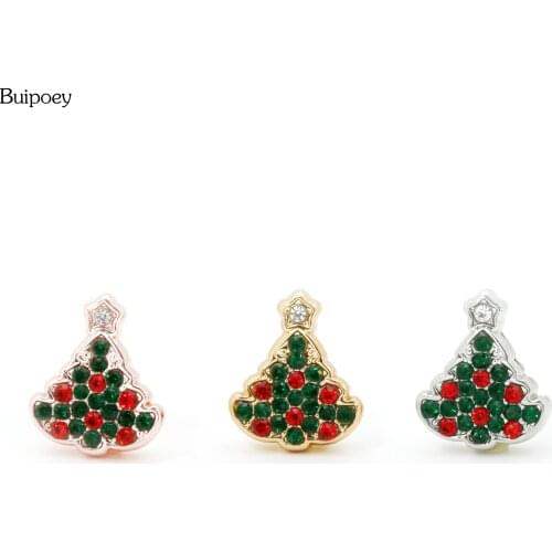 Buipoey New Shiny Red Green Christmas Tree Beaded Charm Fit 10mm Mesh Bracelets For Women Fine Jewelry Accessories Bead