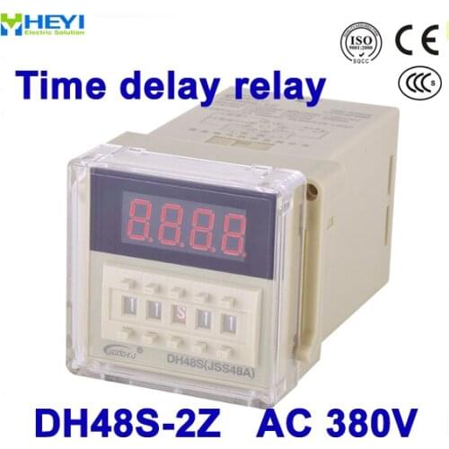 Digital time delay relay DH48S-2Z AC 380V time relay with the socket time switch relay