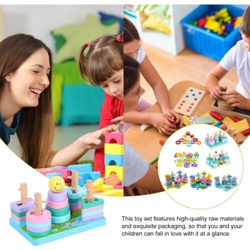 Montessori Wooden Geometric Shapes Puzzle Sorting Math Bricks Preschool Learning Educational Game Baby Toddler Toys for Children