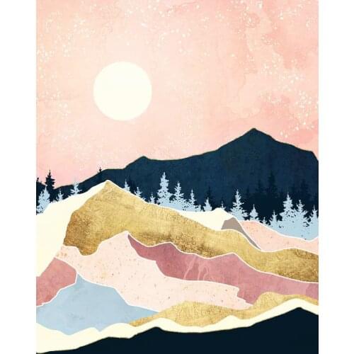 Sunrise Mountain Canvas Star Poster Print Landscape Home Decor Modern Abstract Wall Art Painting Living Room Decoration Pictures