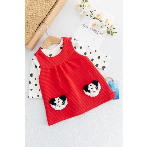 Baby Girl Dalmatian Patterned Dress Gilet Suit