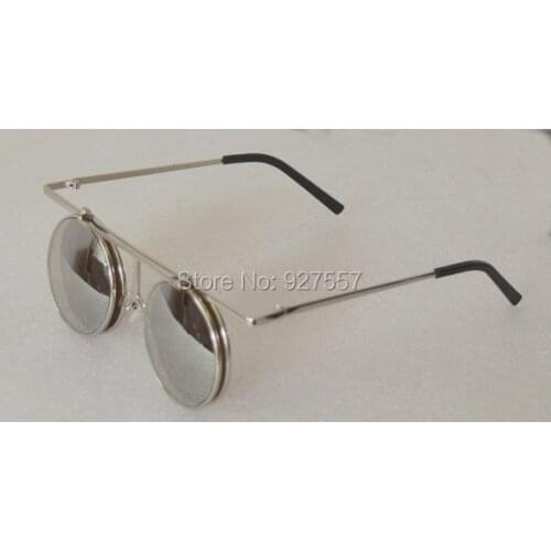 Round Steampunk metal flip up diffraction glasses with heart diffraction glasses