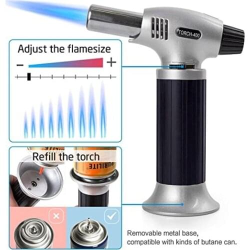 Kitchen Torch Lighter Food TorchBlow Torch Butane Torch Adjustable Flame With Safety Lock for Cooking BBQ Gas Soldering Iron