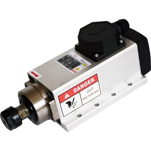 CNC 2.2KW 220V 380V 24000rpm Air-cooled Square Spindle Motor ER20 Runout-off 0.002mm for CNC milling with Plug/Cable Box Version