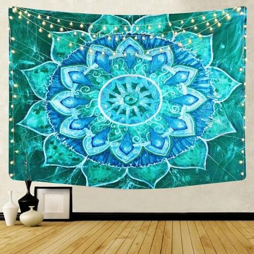Mandala Wall Hanging Tapestry Boho Geometric Pattern Carpet Throw Picnic Beach Mat Sleeping Blanket Microfiber Tapestry 95x73cm