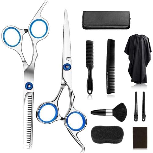 Hair Cutting Kit Stainless Steel Shears Razor Hair Scissors Barber Comb Cutting Comb Hair Clips Apron Barber Accessories