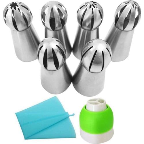 8-Piece Set Silk Flower Tool Torches Decorating Nozzle Russian Nozzle Decorating Nozzle Silica Gel Pastry Bag