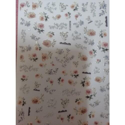 Small Flower Pattern Nail Art Sticker Self Adhesive Transfer Decal 3D Slider DIY Tips Nail Art Decoration Manicure Package