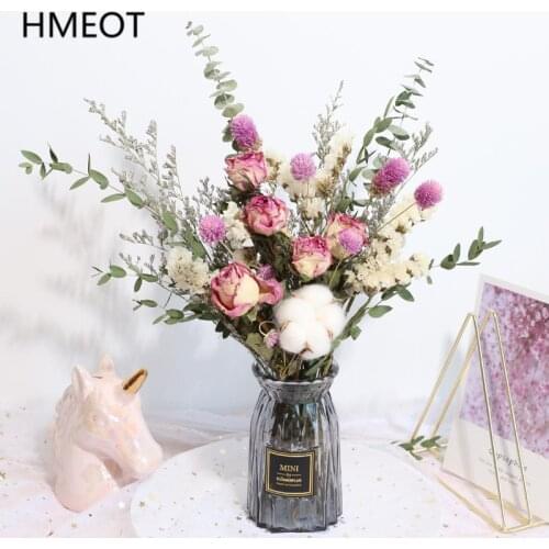 Natural Dried Flower Bouquet Rose Gypsophila Daisy Wedding Home Living Room Decor Photo Props Eternal Flower Rose Preservadas