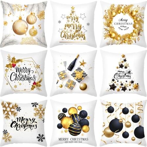 Christmas Cushion Cover Merry Christmas Decorations For Home 2021 Cristmas Ornament Pillow Case Xmas Navidad Gifts New Year 2022