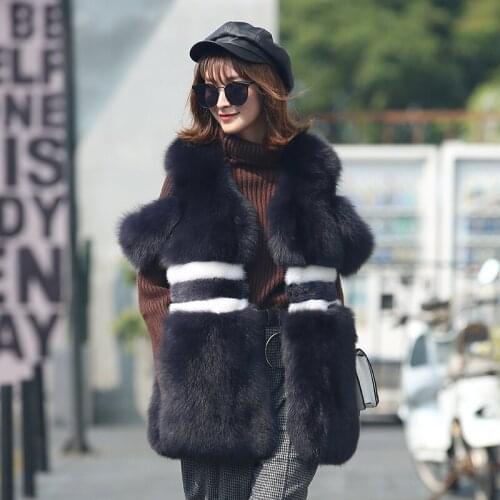 New Fashion Real Coat Women Casual Slim Sleeveless Fox Fur Vest Winter Jacket Manteau Femme Hiver ZL557