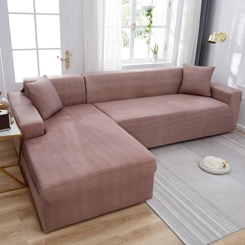 Solid Color Stretch Chaise Longue Sofa Covers For Living Room Corner Couch Covers funda sofa L Shape Geometric Sofa Slipcover