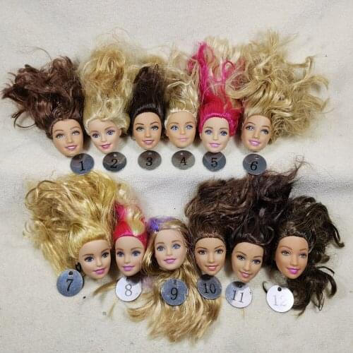 B20-25 Original Foreign Trade European Beauty1/6 OOAK NUDE Doll Head Mussed Long Hair for DIY Soft PVC Head 90%NEW