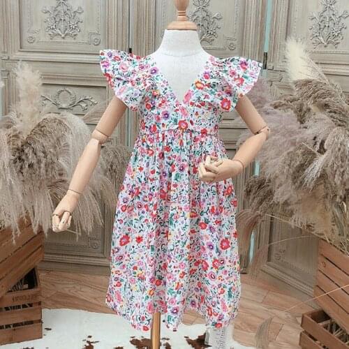 Toddler Girl Fall Clothes 2021 Korean Baby Clothes Vestidos Carino Summer Floral Dress Clothing for Kids Children 2-7years