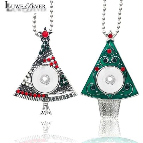 Christmas Tree Necklace Interchangeable Crystal Ginger Necklace 031 Fit 18mm Snap Button Pendant Charm Jewelry For Women Gift