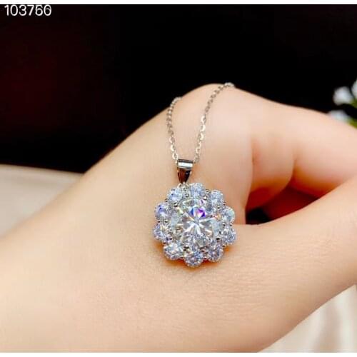 Flower style pouring shiny moissanite necklace women silver necklace jewelry 925 sterling silver birthday gift New year memento