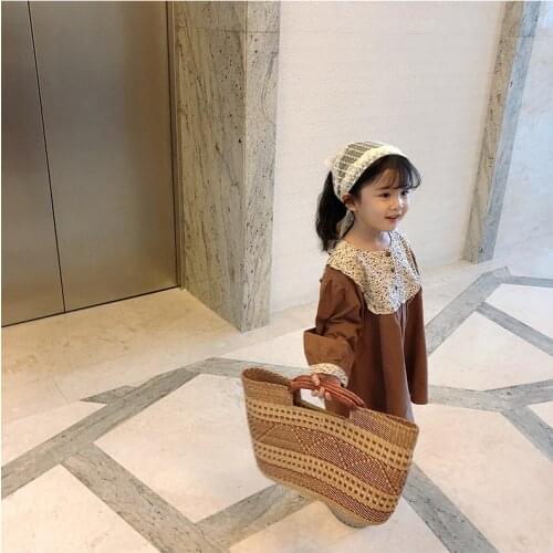 Girls dress spring and autumn models 2021 new baby retro cotton skirt childrens caramel cheese doll skirt princess dress