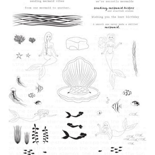 Mermaid Shell Transparent Silicone Stamp Seal for DIY scrapbooking photo album Decorative clear stamps A405