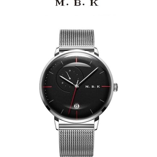 Luxury MBK Brand Men Watch Automatic Mechanical Genuine Leather Steel Series Simple Fashion Sapphire Waterproof Free Shipping