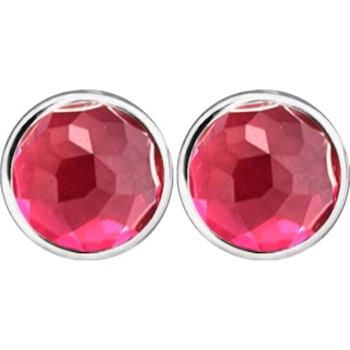 July Stud Earring With Ruby 100% Authentic Sterling-Silver-Jewelry Free Shipping
