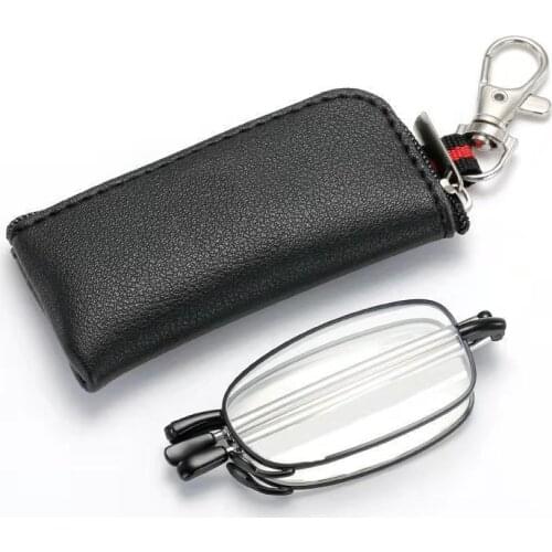Mini Folding Reading Glasses With Keychain Case Women Men Blue Light Blocking Presbyopic Eyeglasses Magnifying Eyewear +1.0~+4.0