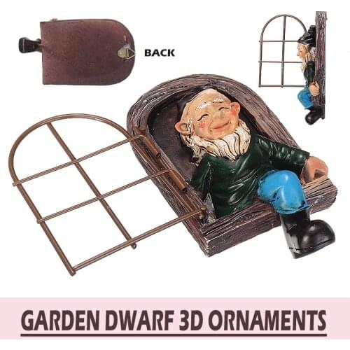 Elf Out The Door Sculpture Tree Lawn Art Resin Sculpture Outdoor Figure Garden Decor Gnomes Resin Statues Miniature Sculptures