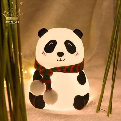 Led Cartoon Colorful Silicone Night Light Panda USB Rechargeable Touch Sensor Table Lamp Bedroom Bedside Lamp for Children Kids