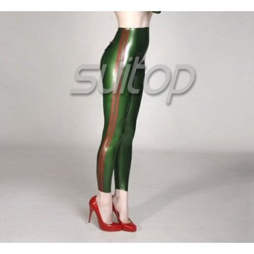 Latex skinny pants in metallic green