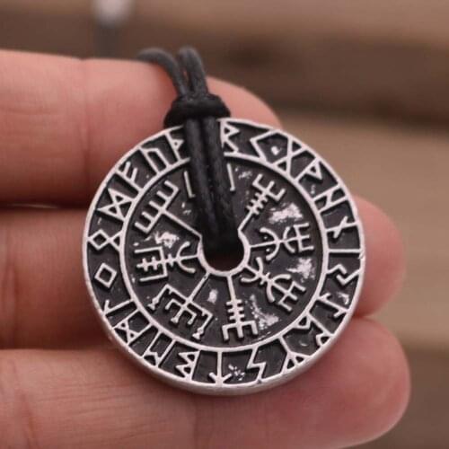 Viking Elder Futhark Pendant Odin Hammer Compass Necklace Talisman Valknut Pagan Amulet Vegvisir Scandinavian Norse Gift